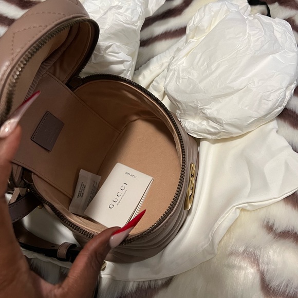 Gucci GG Marmont Mini Matelassé Dusty Pink Leather Backpack